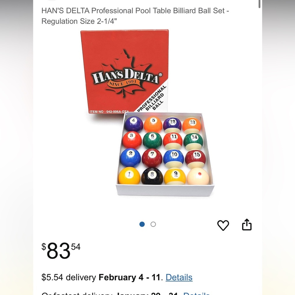 Han’s Delta Billiard Ball Set